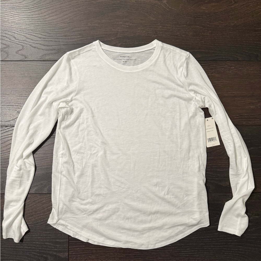 Vince Woman’s White Long-Sleeve Crewneck Shirt
